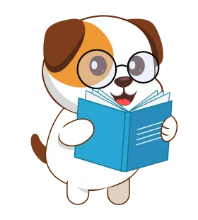 Lexi the VerbPal mascot reading a book